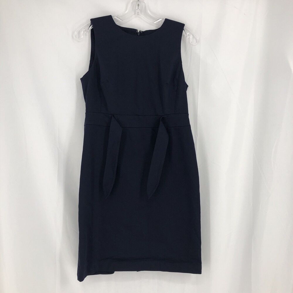 Ann Taylor Petite 6 Bow Sheath Mini Dress Navy Blue Cotton Hourglass Sleeveless